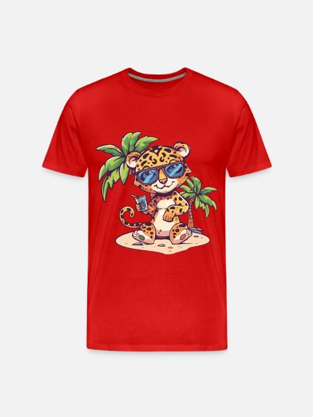 Leopard Island Summer Palm Tree - Men's Premium Organic T-Shirt - red