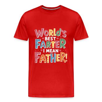 Der beste Vater der Welt, ich meine Vater! - Männer Premium Bio T-Shirt - Rot - Vorne - Damien (186cm)