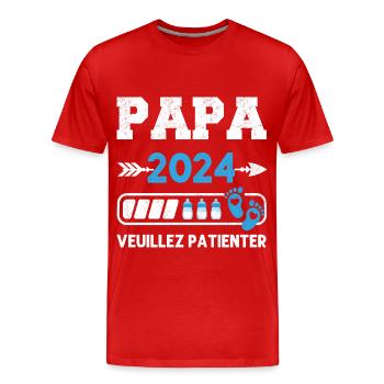 Papa 2024 annonce naissance cadeau pour futur père - T-shirt bio Premium Homme - rouge - Devant - Damien (186cm)