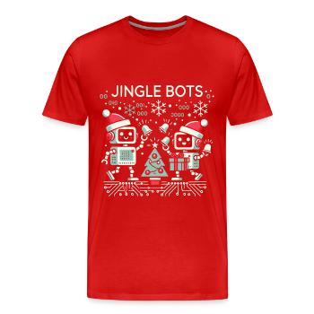 Jingle Bots - Weihnachtsroboter mit Binärcode - Männer Premium Bio T-Shirt - Rot - Vorne - Damien (186cm)
