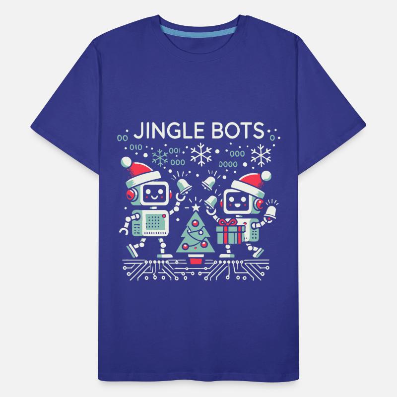 Jingle Bots - Christmas Robots with Binary Code Men's Premium Organic T-Shirt