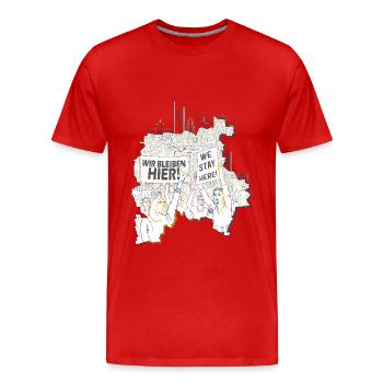 On reste ici ! - CSD Leipzig 2025 - T-shirt bio Premium Homme - rouge - Devant - Damien (186cm)