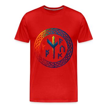 WPAP Polygon Stil - mythischer Runenring - Männer Premium Bio T-Shirt - Rot - Vorne - Damien (186cm)