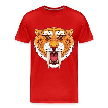 Prehistoric saber-toothed tiger - Men's Premium Organic T-Shirt - red - Front - Damien (186cm)