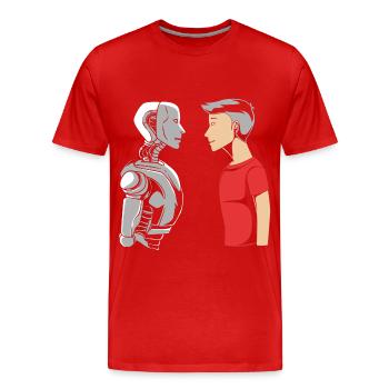 GPT Intelligence artificielle - T-shirt bio Premium Homme - rouge - Devant - Damien (186cm)