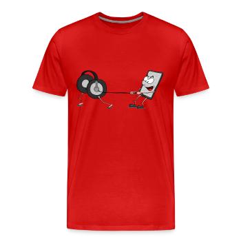 handy mit kopfhörer - Männer Premium Bio T-Shirt - Rot - Vorne - Damien (186cm)