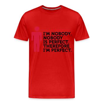 Personne n est parfait. Je ne suis personne. - T-shirt bio Premium Homme - rouge - Devant - Damien (186cm)