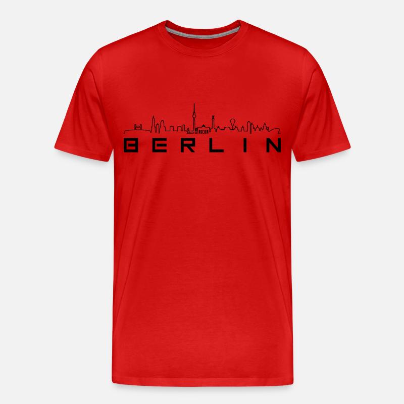 Skyline - Berlin Linie und Text - Männer Premium Bio T-Shirt - Rot