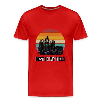 Farmers are the best in their field - Men's Premium Organic T-Shirt - red - Front - Damien (186cm)