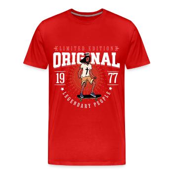 geboren 1977 Vintage Jahrgang 1977 Jesus Design - Männer Premium Bio T-Shirt - Rot - Vorne - Damien (186cm)