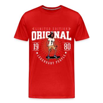 born 1980 Vintage vintage 1980 Jesus Design - Men's Premium Organic T-Shirt - red - Front - Damien (186cm)