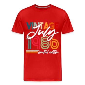 Vintage born July 1986 Birthday July 1986 - Men's Premium Organic T-Shirt - red - Front - Damien (186cm)
