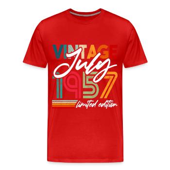 Vintage geboren Juli 1957 Geburtstag Juli 1957 - Männer Premium Bio T-Shirt - Rot - Vorne - Damien (186cm)