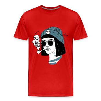 Fischerin - Männer Premium Bio T-Shirt - Rot - Vorne - Damien (186cm)
