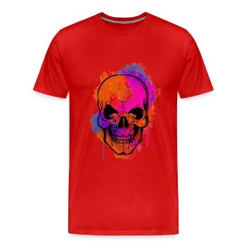 Furchtsamer und schöner Aquarell Schädel Entwurf - Männer Premium Bio T-Shirt - Rot - Vorne - Damien (186cm)