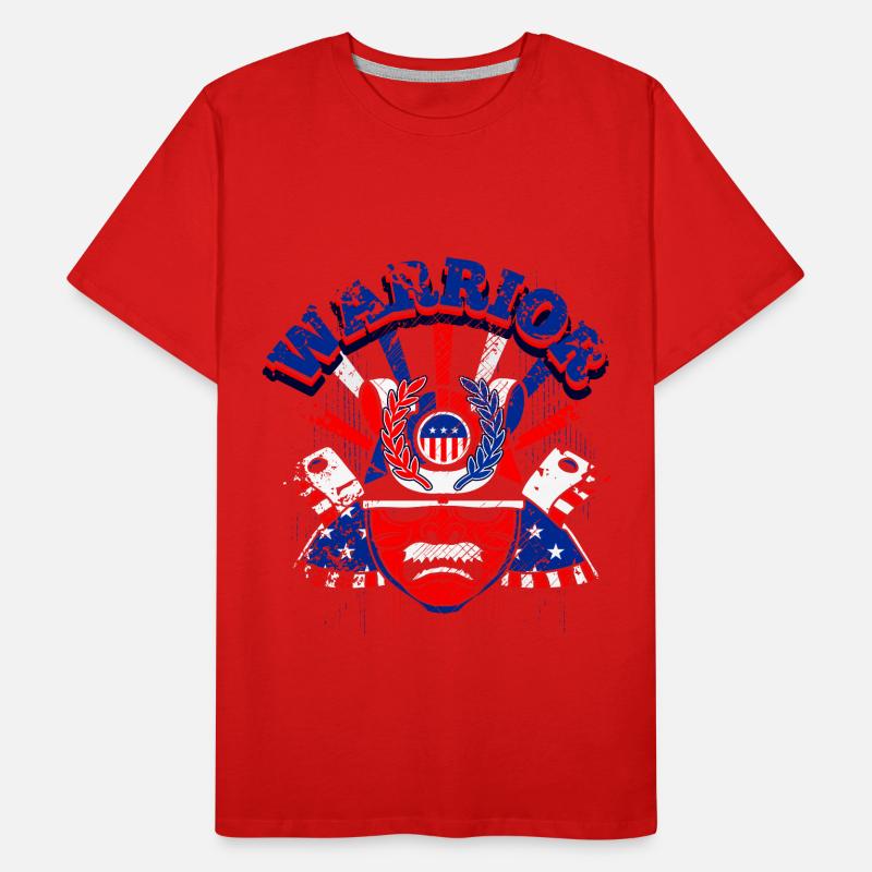 A Beautiful Samurai Warrior with US Flag Design Men's Premium Organic T-Shirt