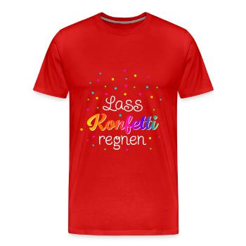 Lass Konfetti regnen - Männer Premium Bio T-Shirt - Rot - Vorne - Damien (186cm)