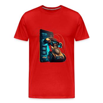 Smartphone merges with phone - Men's Premium Organic T-Shirt - red - Front - Damien (186cm)