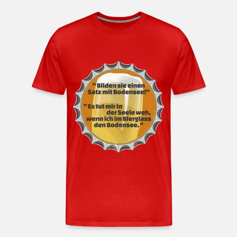KRONKORKEN BIERDECKEL SPRUCH BODENSEE - Männer Premium Bio T-Shirt - Rot
