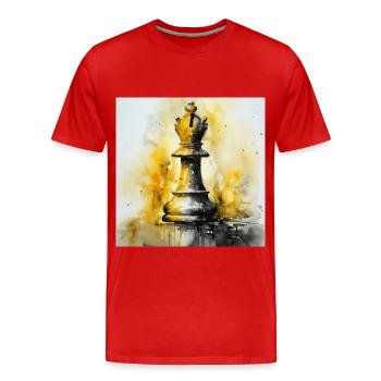 Évêque d’échecs jaune - T-shirt bio Premium Homme - rouge - Devant - Damien (186cm)