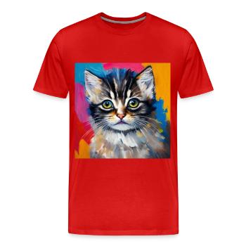 Cute Kitty - Men's Premium Organic T-Shirt - red - Front - Damien (186cm)