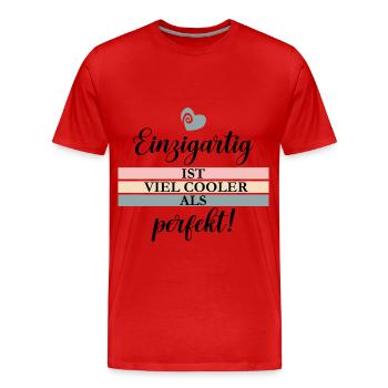 Einzigartig - Männer Premium Bio T-Shirt - Rot - Vorne - Damien (186cm)