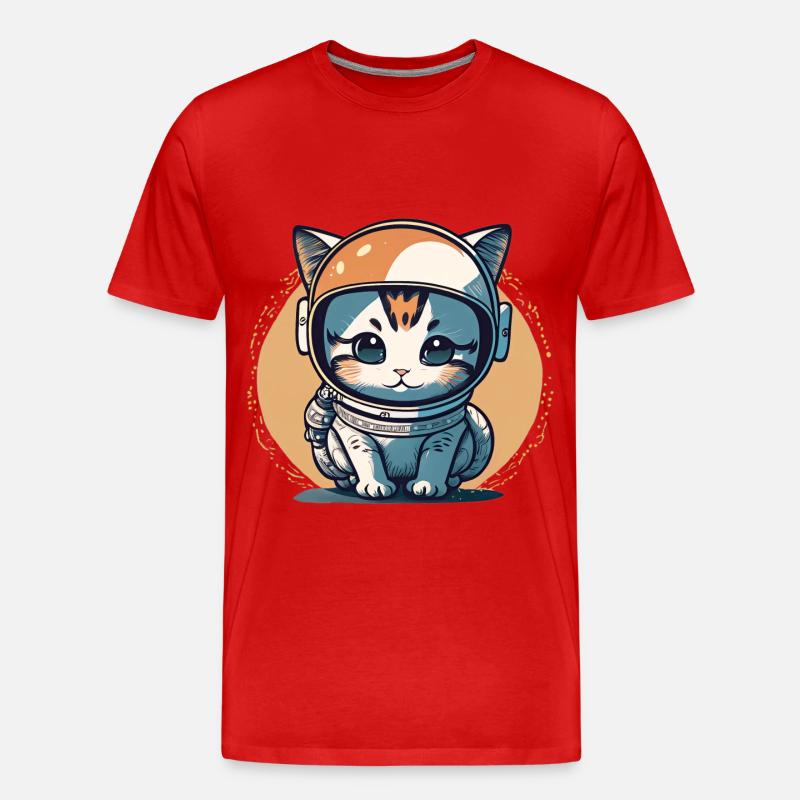 Niedlicher Chatstronaut #9 - Männer Premium Bio T-Shirt - Rot