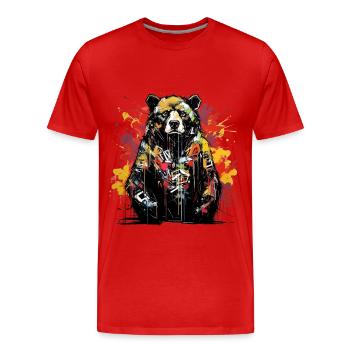 Brüllender Bär. Stärke im Graffiti-Stil. - Männer Premium Bio T-Shirt - Rot - Vorne - Damien (186cm)