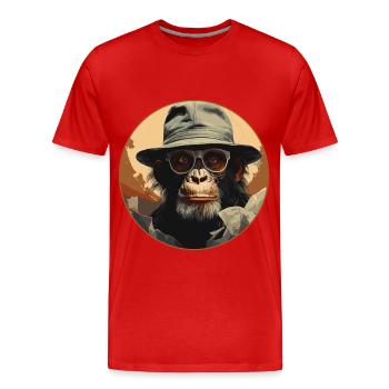 Singe Sérieux #1 - T-shirt bio Premium Homme - rouge - Devant - Damien (186cm)