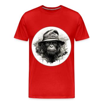 Singe sérieux #2 - T-shirt bio Premium Homme - rouge - Devant - Damien (186cm)