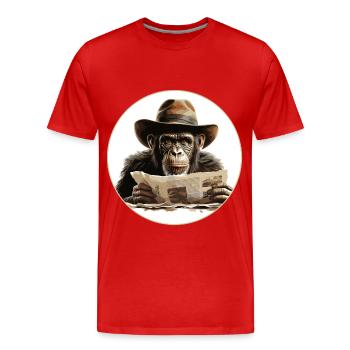 Singe sérieux #4 - T-shirt bio Premium Homme - rouge - Devant - Damien (186cm)