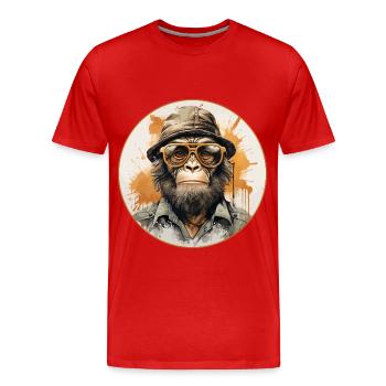 Singe sérieux #6 - T-shirt bio Premium Homme - rouge - Devant - Damien (186cm)