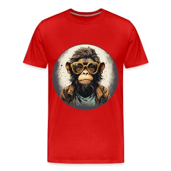 Singe sérieux #10 - T-shirt bio Premium Homme - rouge - Devant - Damien (186cm)