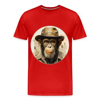 Singe sérieux #3 - T-shirt bio Premium Homme - rouge - Devant - Damien (186cm)