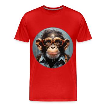 Singe sérieux #5 - T-shirt bio Premium Homme - rouge - Devant - Damien (186cm)