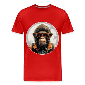 Singe sérieux #7 - T-shirt bio Premium Homme - rouge - Devant - Damien (186cm)