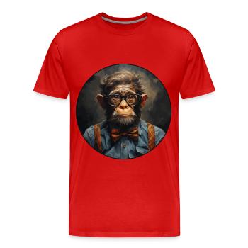 Singe sérieux #8 - T-shirt bio Premium Homme - rouge - Devant - Damien (186cm)