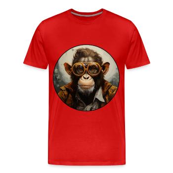 Singe sérieux #11 - T-shirt bio Premium Homme - rouge - Devant - Damien (186cm)