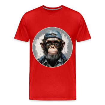Singe sérieux #12 - T-shirt bio Premium Homme - rouge - Devant - Damien (186cm)