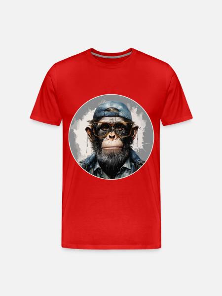 Singe sérieux #12 - T-shirt bio Premium Homme - rouge