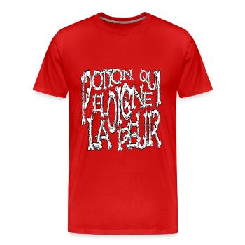 Potion qui éloigne la peur thème horreur osseux - T-shirt bio Premium Homme - rouge - Devant - Damien (186cm)