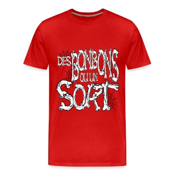 Des bonbons ou un sort thème horreur osseux - T-shirt bio Premium Homme - rouge - Devant - Damien (186cm)