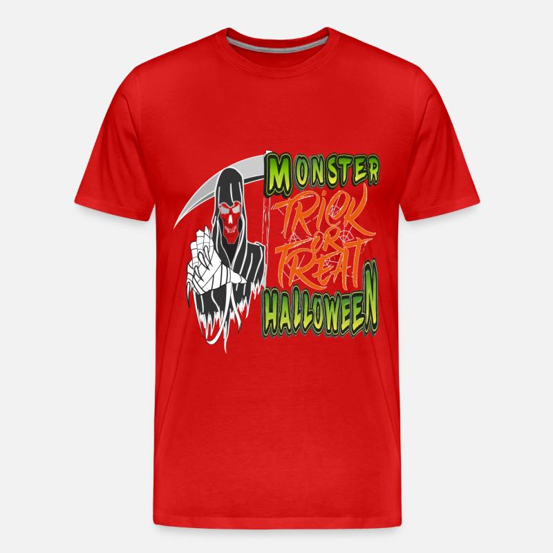Monster Halloween Süßes oder Saures - Männer Premium Bio T-Shirt - Rot