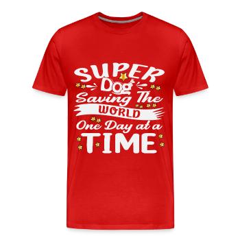 Super dog sauve le monde une fois par jour - T-shirt bio Premium Homme - rouge - Devant - Damien (186cm)