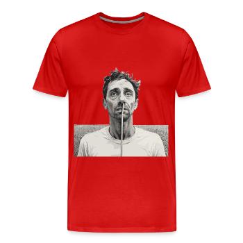 crazy man - Men's Premium Organic T-Shirt - red - Front - Damien (186cm)