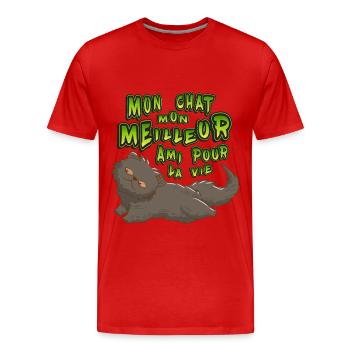 Mon chat mon meilleur ami pour la vie - T-shirt bio Premium Homme - rouge - Devant - Damien (186cm)
