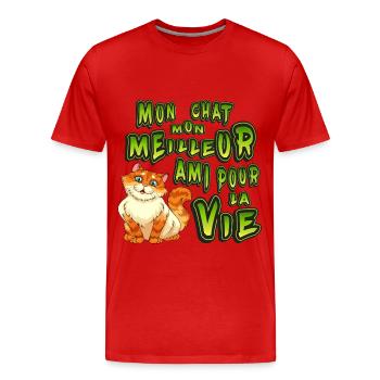 mon meilleur ami pour la vie Mon chat - T-shirt bio Premium Homme - rouge - Devant - Damien (186cm)