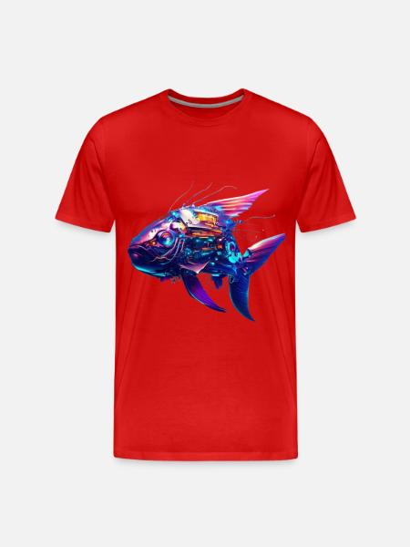Cyber fish - Men's Premium Organic T-Shirt - red