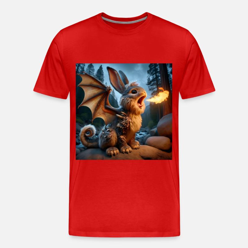 Feuerspeiender Hase Drache #18 - Männer Premium Bio T-Shirt - Rot