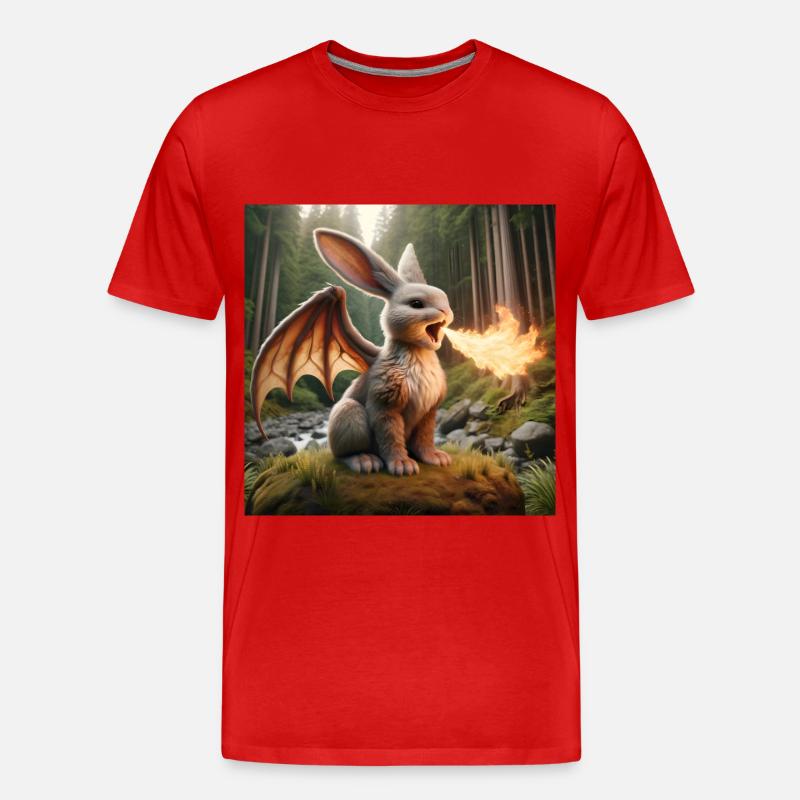 Feuerspeiender Hase Drache #19 - Männer Premium Bio T-Shirt - Rot